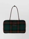 Miu Miu Rectangular Plaid Shoulder Bag With Dual Handles In Multi