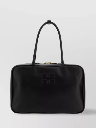 Miu Miu Rectangular Shape Double Handles Shoulder Bag In Black