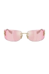 Miu Miu 75mm Oversize Rectangular Wrap Sunglasses In Multi