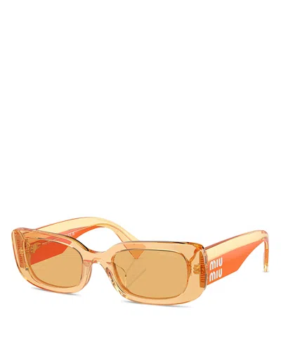 Miu Miu Rectangle Sunglasses, 51mm In Orange/yellow Solid