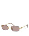 Miu Miu Rectangular Sunglasses, 52mm In Gold