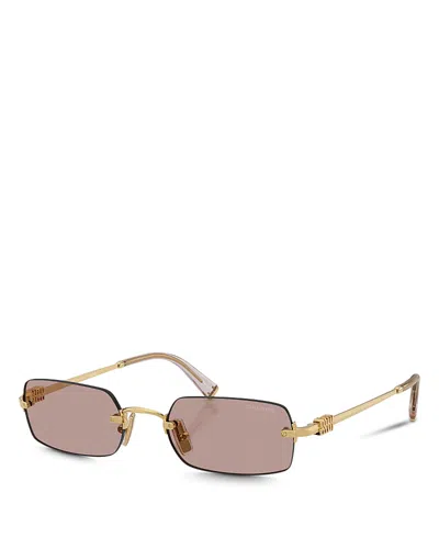 Miu Miu Rectangular Sunglasses, 52mm In Gold