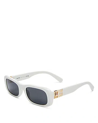 Miu Miu Rectangular Sunglasses, 53mm In White/gray Solid