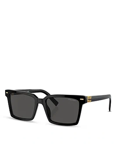 Miu Miu 55mm Rectangular Sunglasses In Black/ Dark Grey