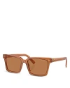 Miu Miu Rectangular Sunglasses, 55mm In Orange/orange Solid