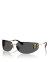 Miu Miu Rectangular Sunglasses, 75mm In Gold