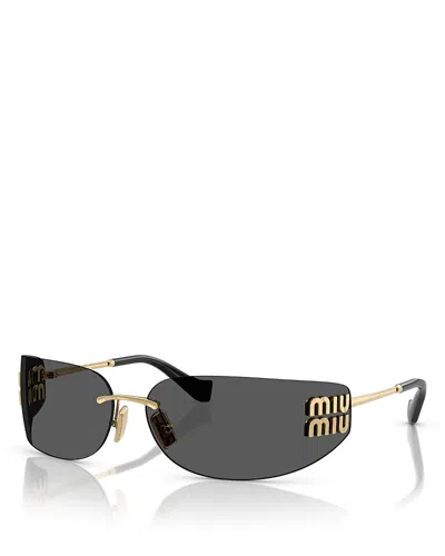 Miu Miu Rectangular Sunglasses, 75mm In Gold