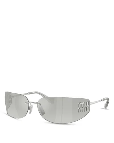 Miu Miu Rectangular Sunglasses, 75mm In Green