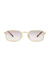 Miu Miu Rectangular Sunglasses In Gold