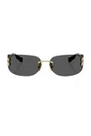 Miu Miu 75mm Oversize Rectangular Wrap Sunglasses In Gray