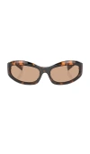 Miu Miu Rectangular Sunglasses In Honey Havana