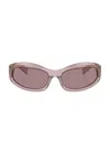 Miu Miu Womens Mu 14zs Irregular-frame Acetate Sunglasses Purple In Mauve Transparent