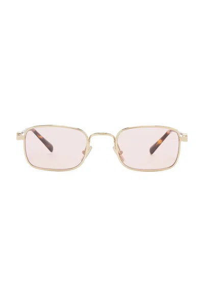 Miu Miu Rectangular Sunglasses In Pale Gold