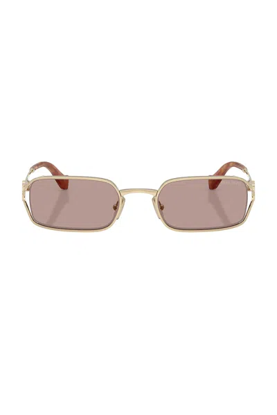 Miu Miu Rectangular Sunglasses In Pale Gold