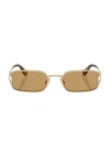 Miu Miu Rectangular Sunglasses In Gold