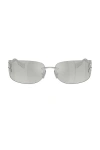Miu Miu 75mm Oversize Rectangular Wrap Sunglasses In Metallic