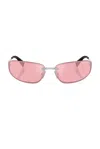 Miu Miu Rectangular Sunglasses In Silver