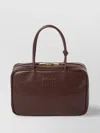 Miu Miu Women Beau Large Leather Handbag In Brown