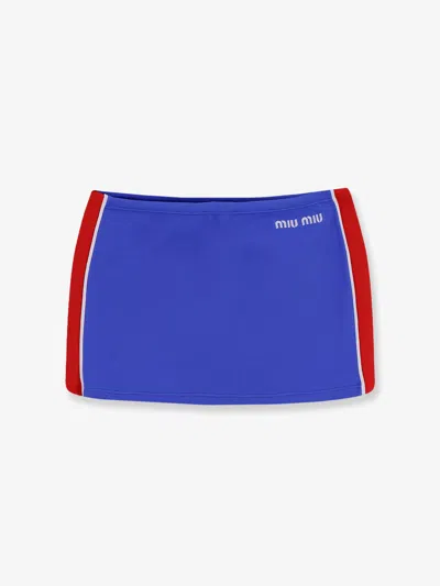 Miu Miu Recycled Material Mini Skirt In Blue