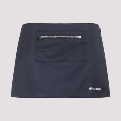 Miu Miu Recycled Polyamide Mini Skirt In Blue
