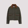 Miu Miu Olive Quilted Nylon Jacket In Green