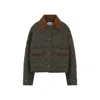 Miu Miu Women Quilted Nylon Jacket With Suede Details In Green