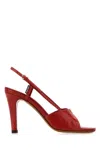 Miu Miu Python Print Leather Heeled Sandals In Red