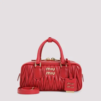Miu Miu Red Arcadie Matelasse Handbag In Cherry