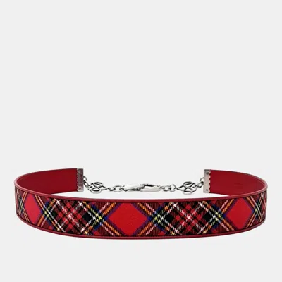 Pre-owned Miu Miu Red Canvas Leather Strap Shw