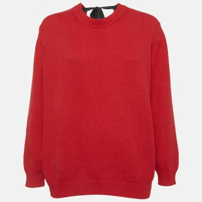 Pre-owned Miu Miu Red Cashmere Rib Knit Sweater M
