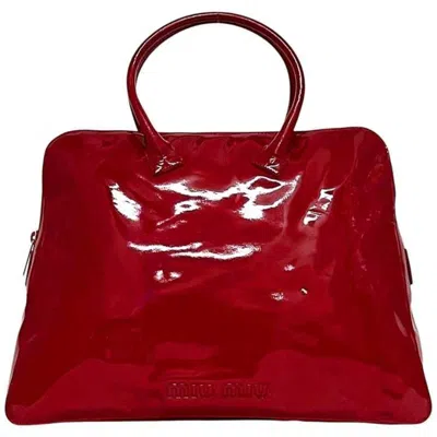 Pre-owned Miu Miu Red Color Leather Boston Bag Tote Bag ()