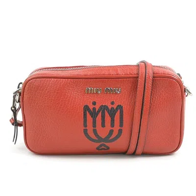 Pre-owned Miu Miu Red Color Leather Shoulder Bag ()