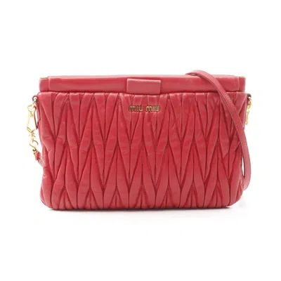 Pre-owned Miu Miu Red Color Leather Shoulder Bag ()