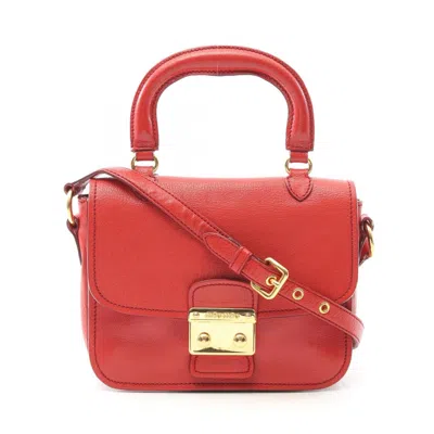 Pre-owned Miu Miu Red Color Madras Shoulder Bag ()