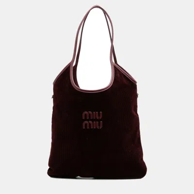 Pre-owned Miu Miu Red Corduroy Ivy Tote