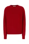 Miu Miu Cable Knit Cashmere Sweater In Red