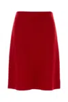 Miu Miu A-line High Waist Wool Skirt In Red