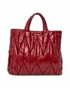 Miu Miu Red Glossy Embossed Vertical Tote In Red