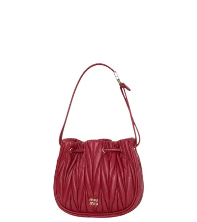 MIU MIU RED MATELASSE MINI CLUTCH