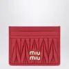 Miu Miu Red Matelassé Nappa Card Holder In Red