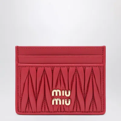 Miu Miu Red Matelassé Nappa Card Holder