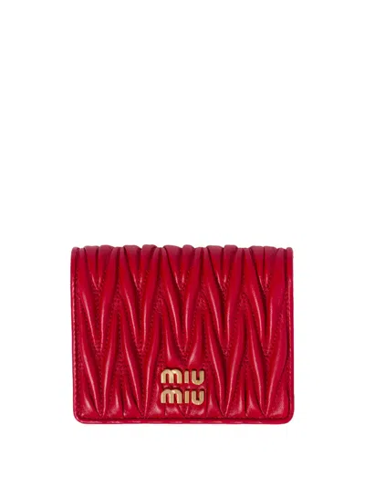 Miu Miu Red Matelassé Nappa Wallet