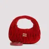 Miu Miu Mini Velvet Handbag Matelasse Handle Strap In Red