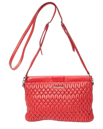 Miu Miu Red Nappa Leather Small Frame Crystal Clutch (authentic Pre-loved)