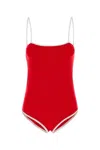 Miu Miu Costume Interno In Nylon Stretch Rosso Donna
