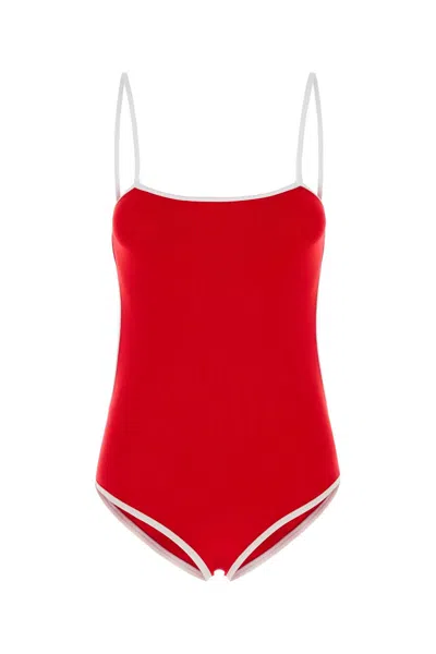 MIU MIU RED STRETCH NYLON SWIMSUIT
