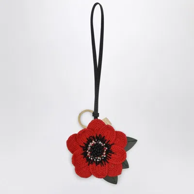 Miu Miu Red Trick Keychain In Crochet And Leather Women In Black