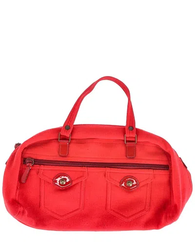 MIU MIU MIU MIU RED WOOL FRONT POCKETS DETAIL BOWLER HANDBAG (AUTHENTIC PRE-LOVED)