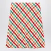 Miu Miu Red/green/soy Checkered Skirt And Fleece In Multi