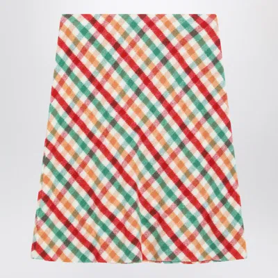Miu Miu Red/green/soy Checkered Skirt And Fleece In Multi